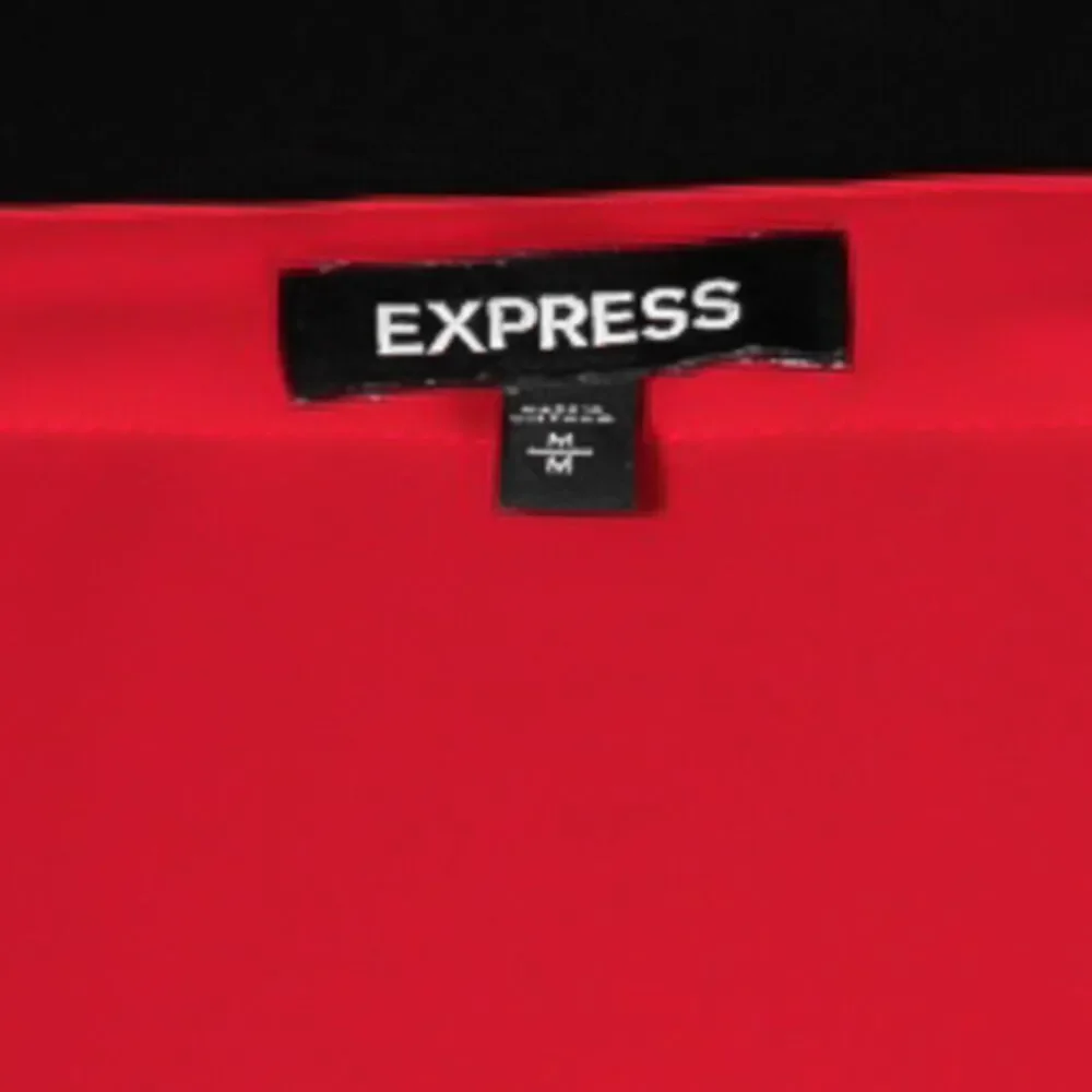 Express Women's Blouse Red V-Neck Roll Tab Long Sleeve Half Button Shirt Top M - Picture 3 of 10